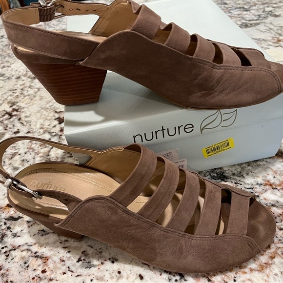Nurture Bethel Taupe Cage Frint Slingback Sandals in Size 10 - Picture 3 of 5